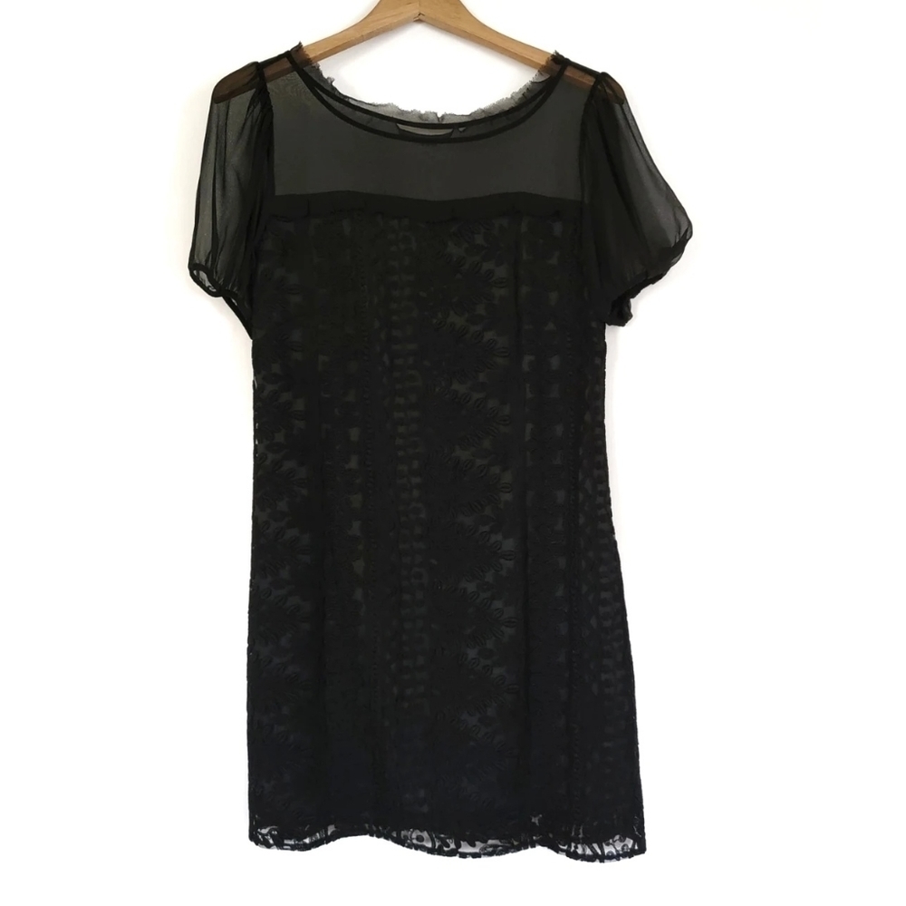 Laundry by Shelli Segal Black Embroidered Lace Sheath Dress